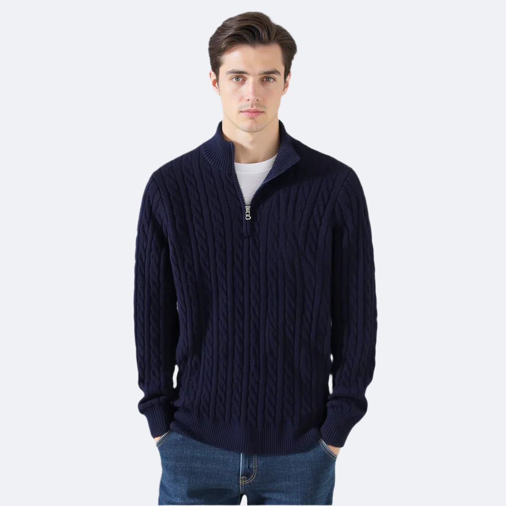 TAEBAEK Cable-Knit Zip Sweater