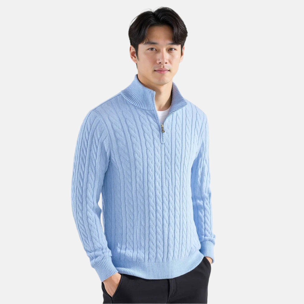 TAEBAEK Cable-Knit Zip Sweater