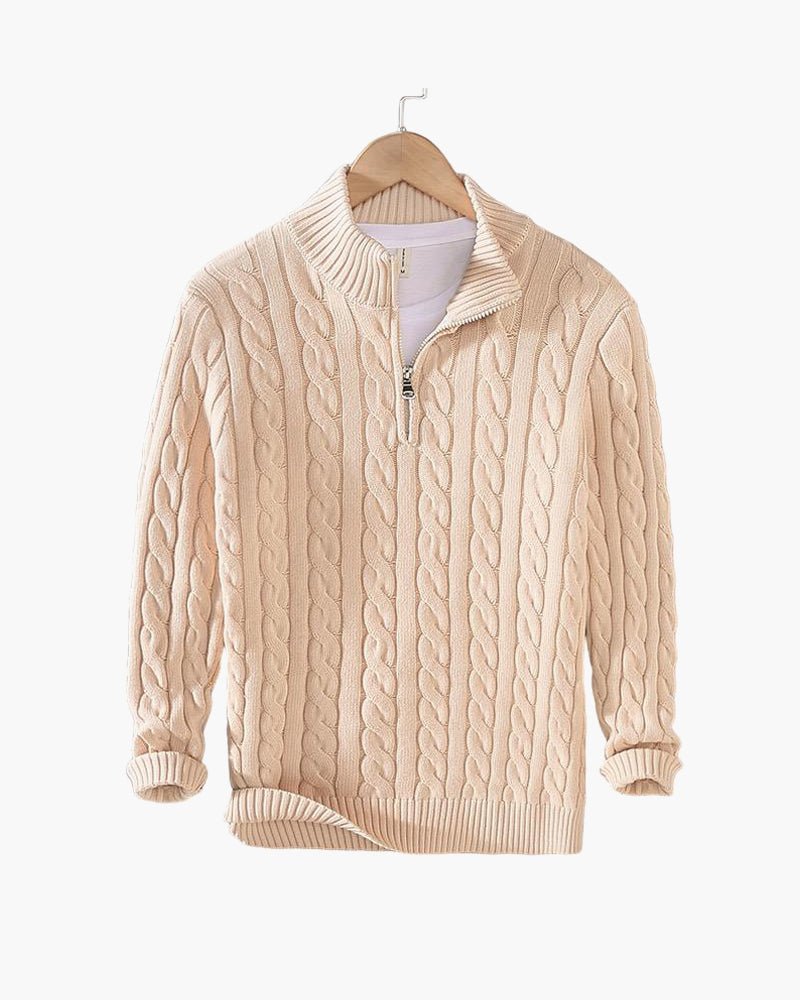 TAEBAEK Cable-Knit Zip Sweater