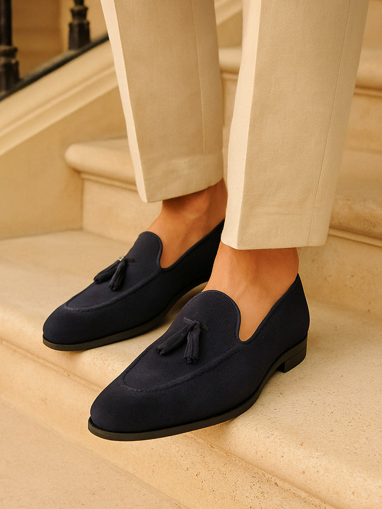Suede tassel loafers