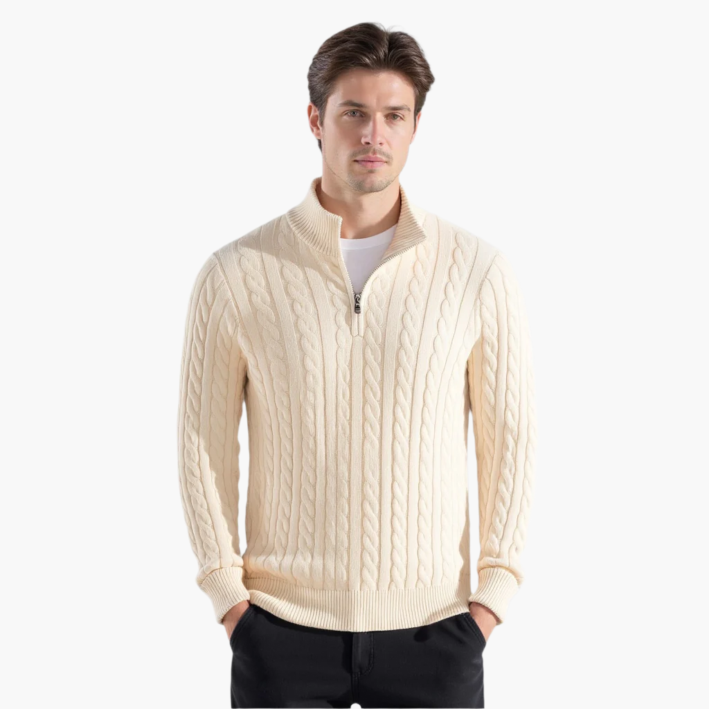 TAEBAEK Cable-Knit Zip Sweater