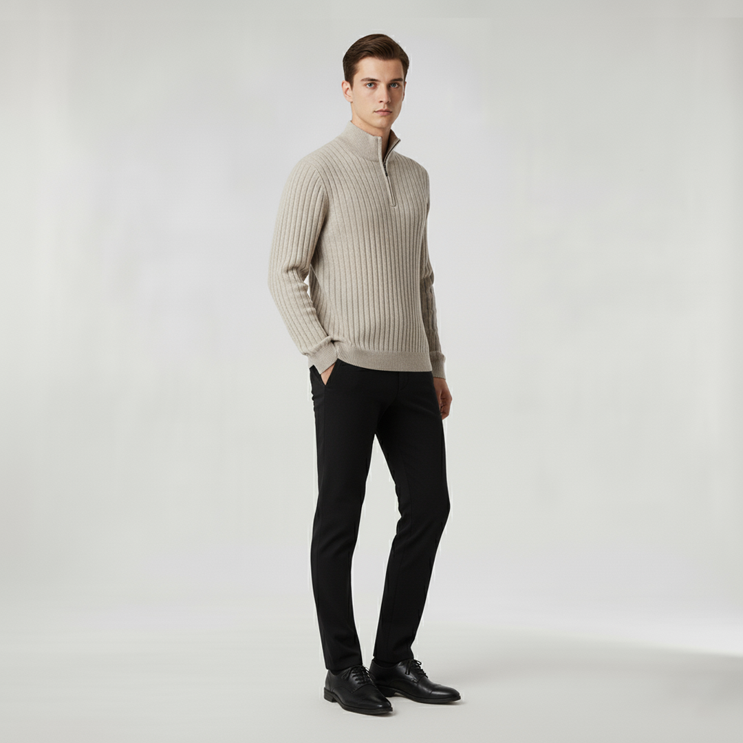 ZERMATT Mock Neck Half-Zip Sweater