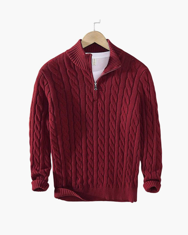 TAEBAEK Cable-Knit Zip Sweater