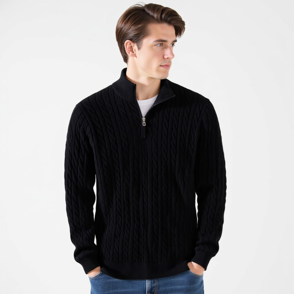TAEBAEK Cable-Knit Zip Sweater