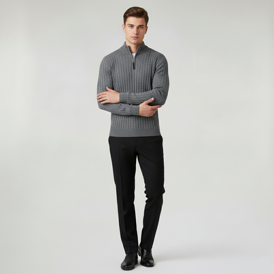 ZERMATT Mock Neck Half-Zip Sweater