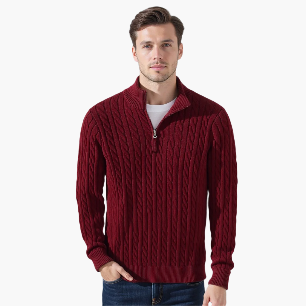 TAEBAEK Cable-Knit Zip Sweater