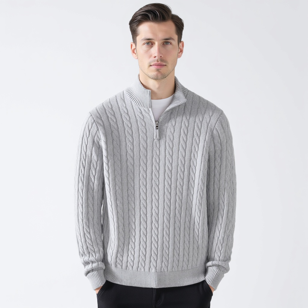 TAEBAEK Cable-Knit Zip Sweater